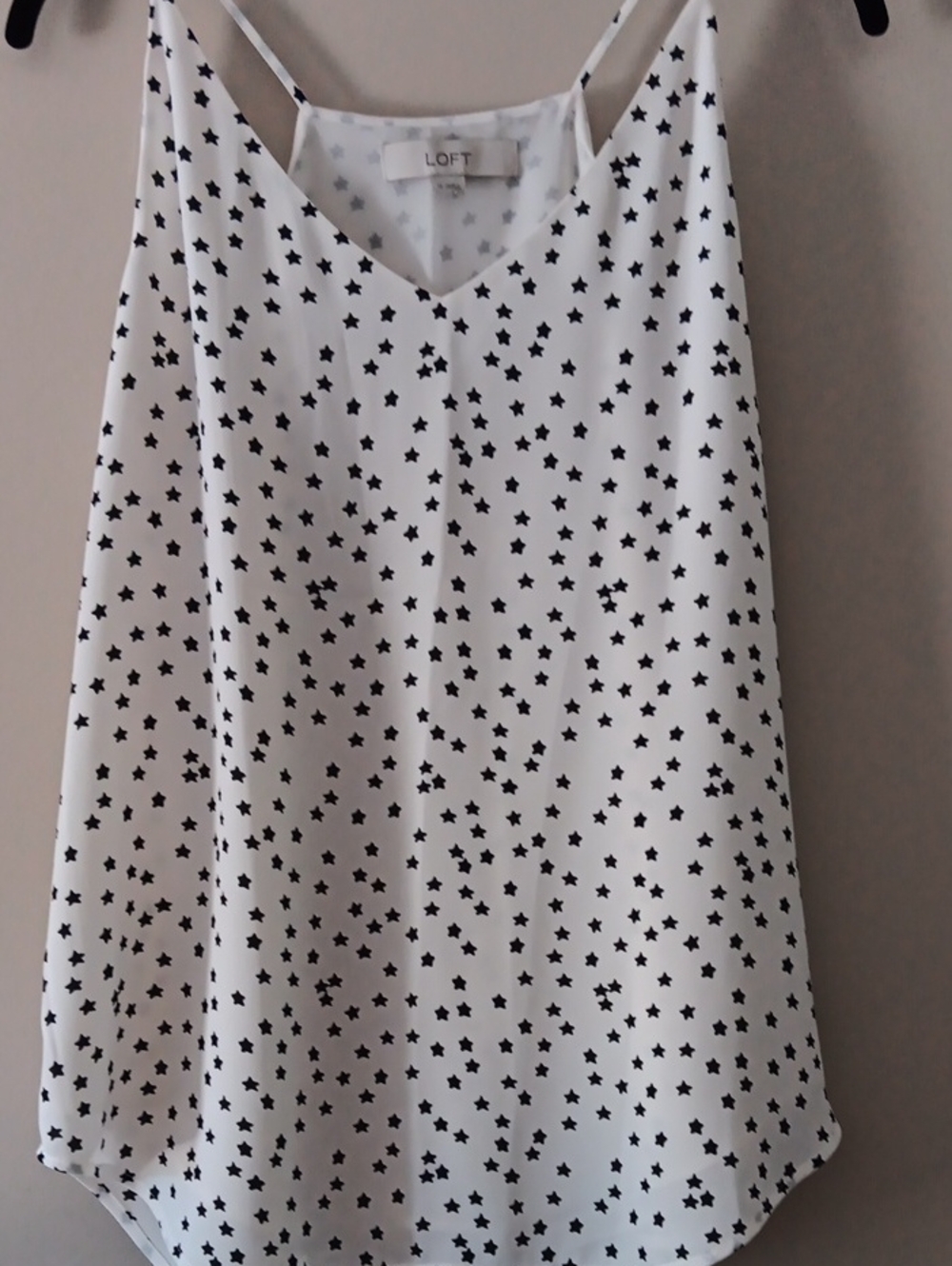 LOFT White Tank with Navy Star Print